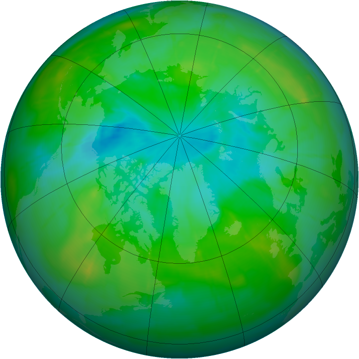 Arctic ozone map for 01 August 2009